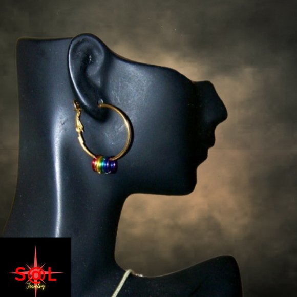 Rainbow Rings Hoop Earrings - Picture 1 of 3